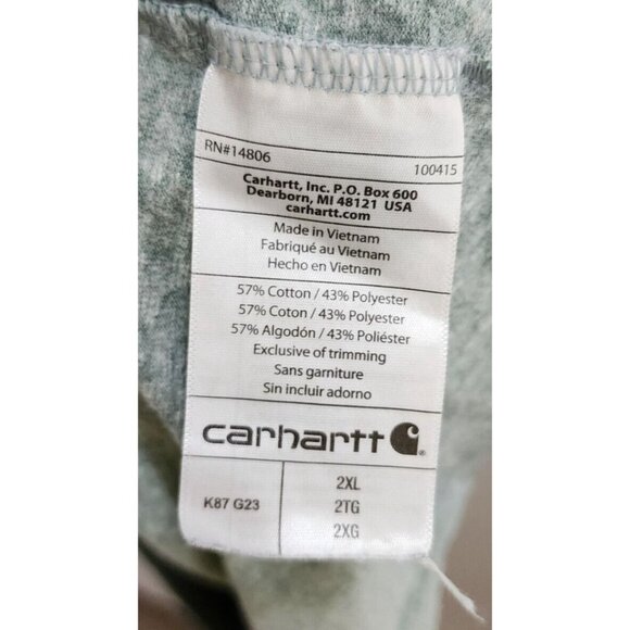 Carhartt Original Fit Green Pocket T Shirt Size 2XL Cotton Polyester Blend K87 - Picture 7 of 9